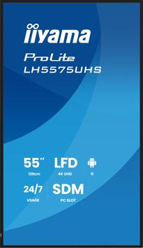 iiyama 55" 3840x2160,  UHD IPS panel, (LH5575UHS-B2AG)