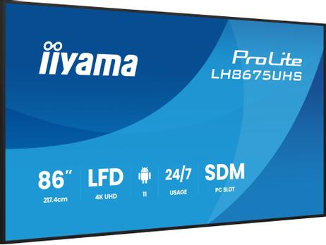 iiyama 86" 3840x2160,  UHD IPS panel, (LH8675UHS-B2AG)