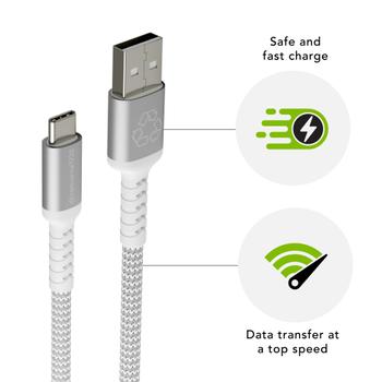 DBRAMANTE1928 Re-charge - BRD Cable - USB-A to USB-C, White (1.2m) (CB12ACGR7114)