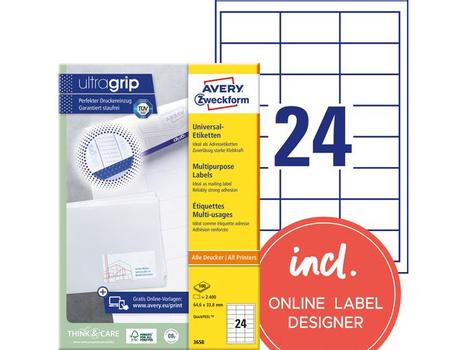 AVERY Etikett AVERY Ultragr 64, 6x33, 8mm (2400) (3658)