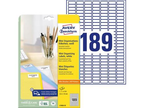 AVERY Etikett AVERY Mini 25,4x10mm (4725) (L7658-25)