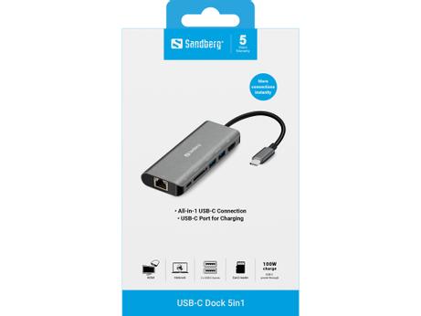 Sandberg dokkingstasjon - USB - HDMI - 1GbE (136-18)