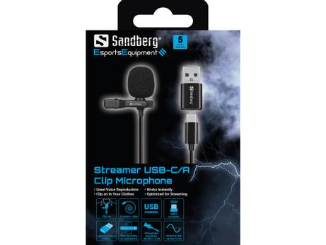 Sandberg Streamer USB Clip Microphone (126-40)