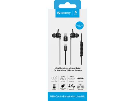 SANDBERG USB-C/A In-Earset with Line-Mic (126-50)