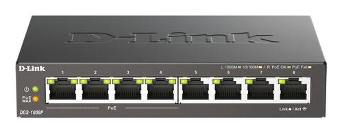 D-LINK Switch/ 8xG+F+ENet RJ45 19" PoE (DGS-1008P/E)