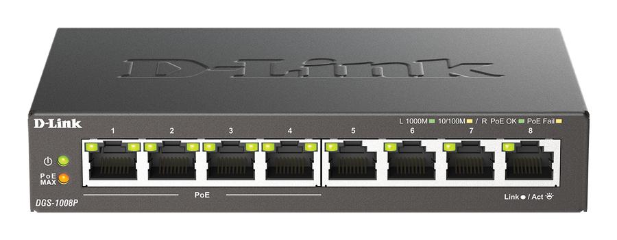 D-LINK 8-PORT 10/ 100/ 1000 LAYER2 POE SWITCH 802.3AF CPNT (DGS-1008P/E)
