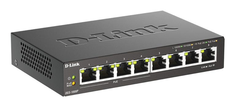 D-LINK 8-PORT 10/ 100/ 1000 LAYER2 POE SWITCH 802.3AF CPNT (DGS-1008P/E)