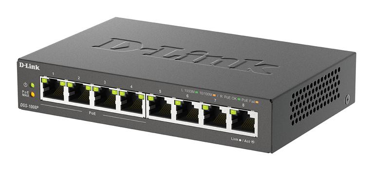 D-LINK 8-PORT 10/ 100/ 1000 LAYER2 POE SWITCH 802.3AF CPNT (DGS-1008P/E)