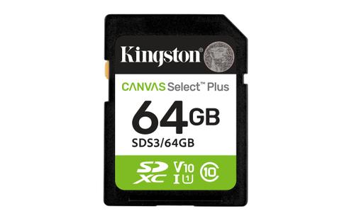 KINGSTON 64GB SDXC Canvas Select Plus Gen3 100MB/s C10 UHS-I U1 V10 (SDS3/64GB)