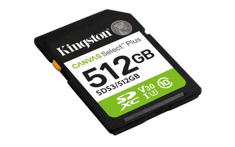 KINGSTON 512GB SDXC Canvas Select Plus Gen3 150MB/s C10 UHS-I U3 V30 (SDS3/512GB)