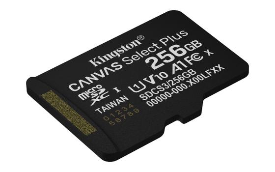 KINGSTON 256GB microSDXC Canvas Select Plus Gen3 150MB/s A1 Card + Adapter (SDCS3/256GB)