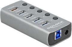DELOCK USB 5 Gbps Hub 4 Ports + 1 Fast Charge with Switch