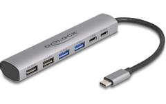 DELOCK 6-Port USB Hub: 4x Type-A, 2x Type-C™ Female