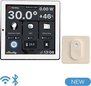 SHELLY Wall Display valkoinen kosketusnäyttö ja BLU H&T anturi (Shelly_WD_HT_bundle_w)