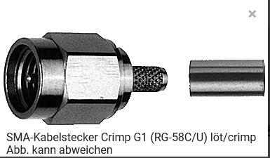 Telegärtner Koax, SMA, Stecker, RG-58, Innengewinde,  (100024606,J01150A0049)