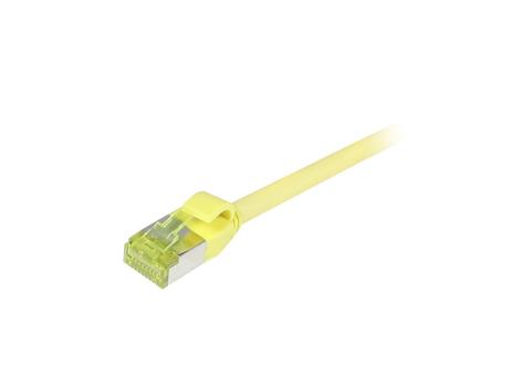 SYNERGY Patchkabel RJ45, CAT6A 500Mhz, 2m, gelb, S/FTP, slimline rund d=4,5mm, TPE/ LSZH(Superflex),  AWG28, mit CAT7 Rohkabel, Synergy 21 (S217949)