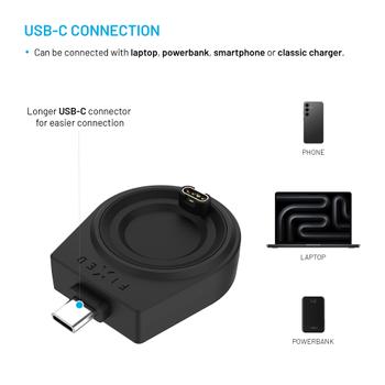 FIXED Wireless USB-C charger for Garmin Watch Black (FIXDW-GA-BK)