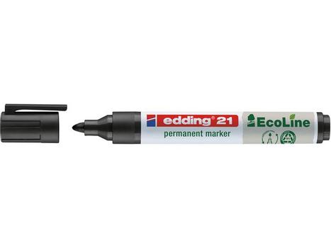 EDDING 21 EcoLine Permanent Marker Bullet Tip 1.5-3mm Line Black (Pack 10) - 4-21001 (4-21001)