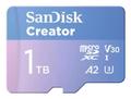 SANDISK Creator - Flash-minneskort (microSDXC till SD-adapter inkluderad) - 1 TB - A2 / Video Class V30 / UHS-I U3 - mikroSDXC UHS-I