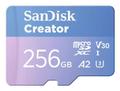 SANDISK Creator - Flash-minneskort (microSDXC till SD-adapter inkluderad) - 256 GB - A2 / Video Class V30 / UHS-I U3 - mikroSDXC UHS-I