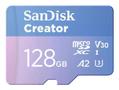 SANDISK Creator - Flash-minneskort (microSDXC till SD-adapter inkluderad) - 128 GB - A2 / Video Class V30 / UHS-I U3 - mikroSDXC UHS-I