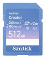 SANDISK Creator - Flash-minneskort - 512 GB - Video Class V60 / UHS-II U3 / Class10 - SDXC UHS-II
