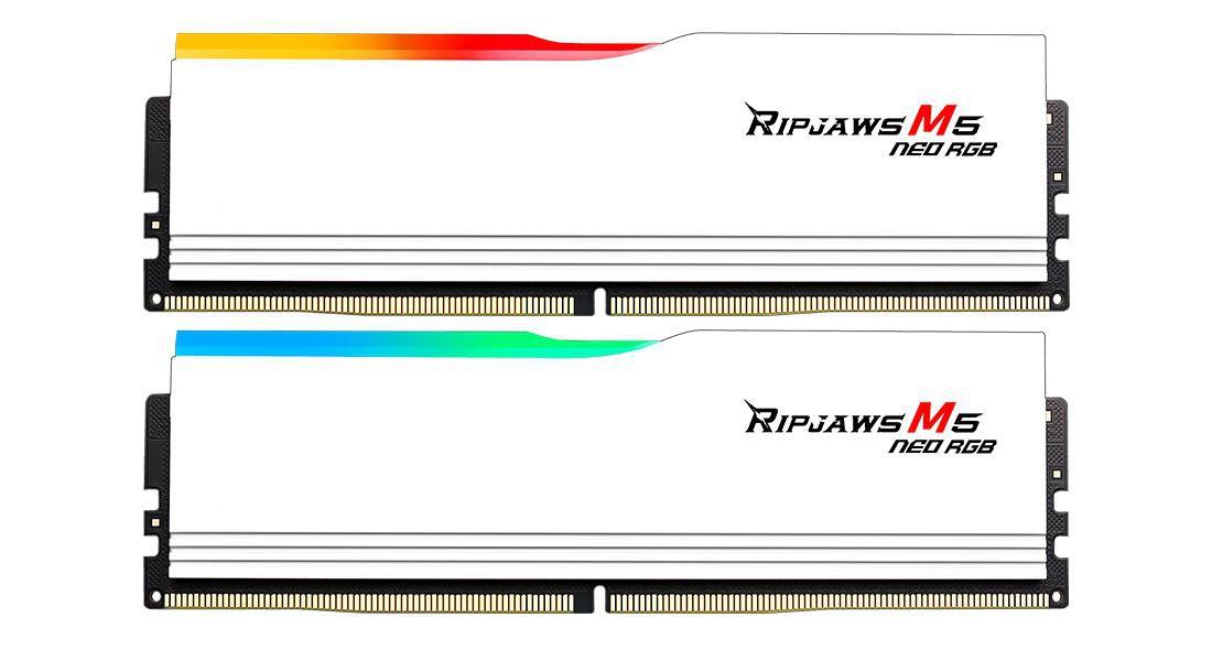 Ripjaws M5 Neo RGB DDR5-6000 - 64GB - CL28 - Dual Channel (2 pcs) - AMD EXPO - Hvit med RGB