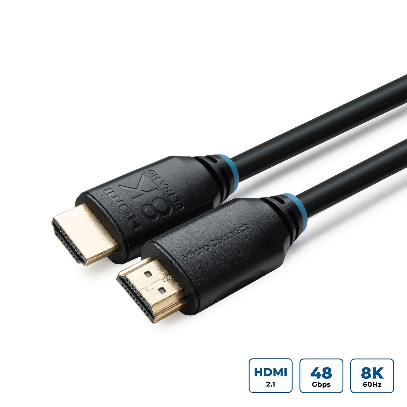 MicroConnect - HDMI-kabel med Ethernet - HDMI hann til HDMI hann - 5 m - svart - støtte for Dolby TrueHD, 8K 60Hz støtte