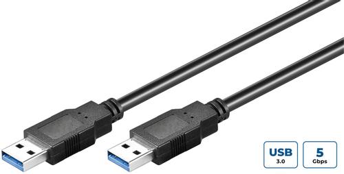 MICROCONNECT USB3.0  A-A 2m M-M, Black MICRO (USB3.0AA2B)