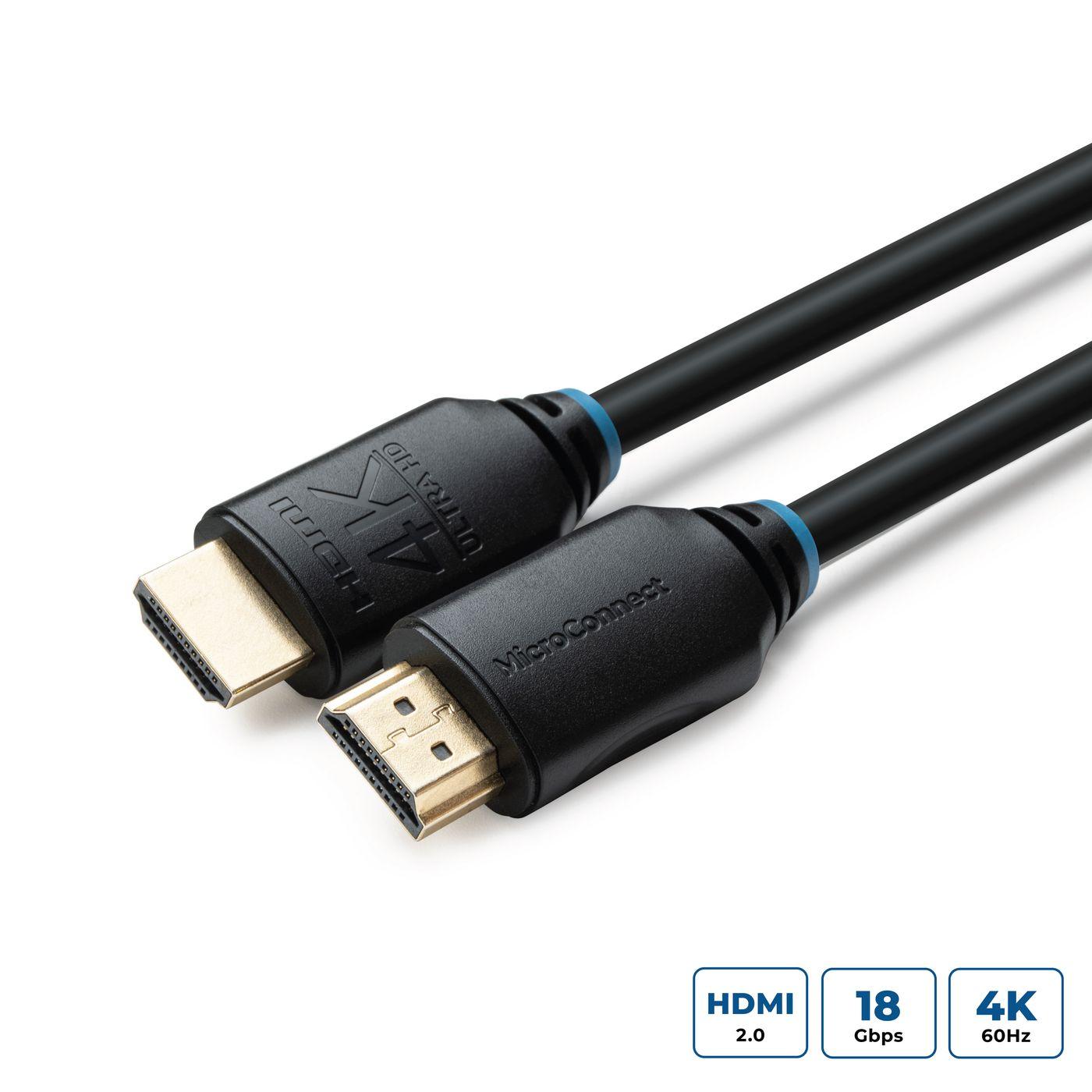 MicroConnect - Ultra High Speed - HDMI-kabel med Ethernet - HDMI hann rett til HDMI hann rett - 3 m - svart - støtte for Dolby TrueHD, 4 K 60 Hz (4096 x 2160) støtte