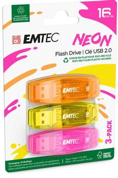EMTEC C410 Neon Usb Flash Drive 16 (ECMMD16GC410P3NEO)