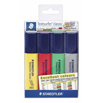 STAEDTLER Tekstmarker,  Staedtler Textsurfer 364 CWP4-X, 1-5MM, Skrå spids assorteret,  364 CWP4-X, Sæt med 4 stk (364 CWP4-X*10)