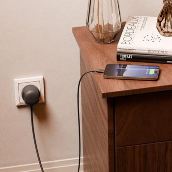 TWELVESOUTH PowerCord 3 meter EU, hållbar och snygg förlängningssladd - Slate (TS-25412)