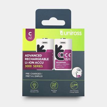 UNIROSS Genopladelig Lithuim C Batteri USB-C 1 pak (U322071)