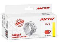 METO permanente prisetiketter 12x22mm neonrød 6rl