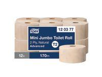 Tork Toiletpapir Tork jumbo mini brun natur T2 170m 12 rle