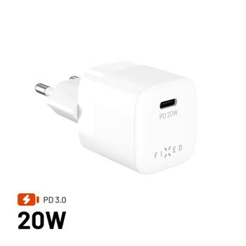 FIXED Hurtig Mini Hjemmeoplader 20W USB-C PD Hvid (FIXC20M2-C-WH)