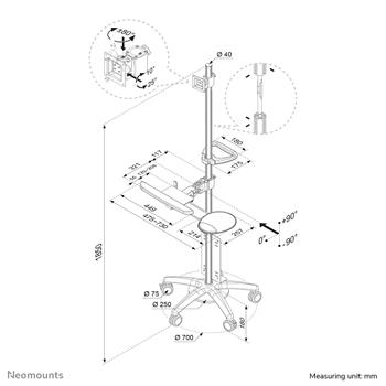 NEOMOUNTS Mobile Work Station Floor (FPMA-MOBILE1800)