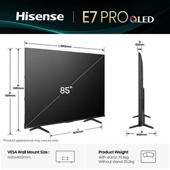 HISENSE 85E77Q PRO 215cm 85" 4K QLED S (85E77Q PRO)