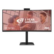AOC C CU34E4CW - LED monitor - curved - USB - 34" - 3440 x 1440 UWQHD - VA - 350 cd/m² - 3500:1 - HDR10 - 4 ms - 2xHDMI, DisplayPort - speakers - black