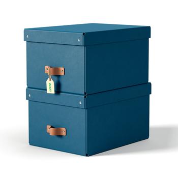 LEITZ Puro Storage Box with Lid Medium 17L Blue 100% Recycled Card (Pack 2) - 61490068 (61490068)