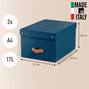 LEITZ Puro Storage Box with Lid Medium 17L Blue 100% Recycled Card (Pack 2) - 61490068 (61490068)