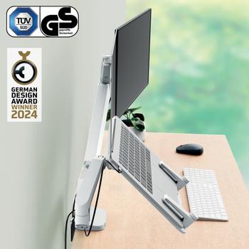LEITZ Ergo pladsbesparende dual monitor arm & laptop arm, grå (65380085)