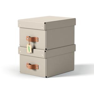 LEITZ Puro opbevaringsboks m/låg 7L small beige 2stk (61470012)