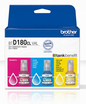 BROTHER BTD180CLVAL CMY value pack ink, 3 bottles, yield up to 5 000 pages each (BTD180CLVAL)