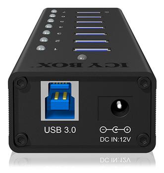 ICY BOX IB-AC618 USB Hub/Port 7x USB 3.0, 1x USB Charge, Aluminium,  Incl 12V Power Adapter (IB-AC618)