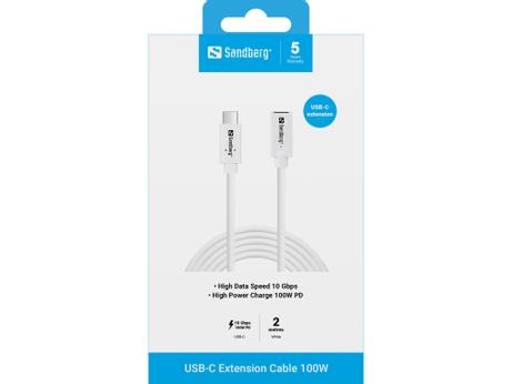 Sandberg USB-C - C M-F USB 3.1 100W, 2M (136-55)