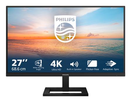 PHILIPS 27E1N1800AE - 27 Zoll Ultra HD Monitor, Laustprecher,  höhenverstellbar,  HDR10 (3840x2160,  60 Hz, HDMI 2.0, DisplayPort 1.4) schwarz (27E1N1800AE/00)