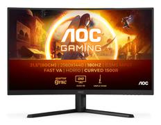 AOC C Gaming CQ32G4VE - G4 Series - LED monitor - gaming - curved - 32" (31.5" viewable) - 2560 x 1440 QHD @ 180 Hz - Fast VA - 300 cd/m² - 3500:1 - HDR10 - 0.5 ms - 2xHDMI, DisplayPort - grey, black
