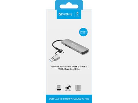 Sandberg USB-C/A to 2xUSB-A+2xUSB-C Hub (136-64)